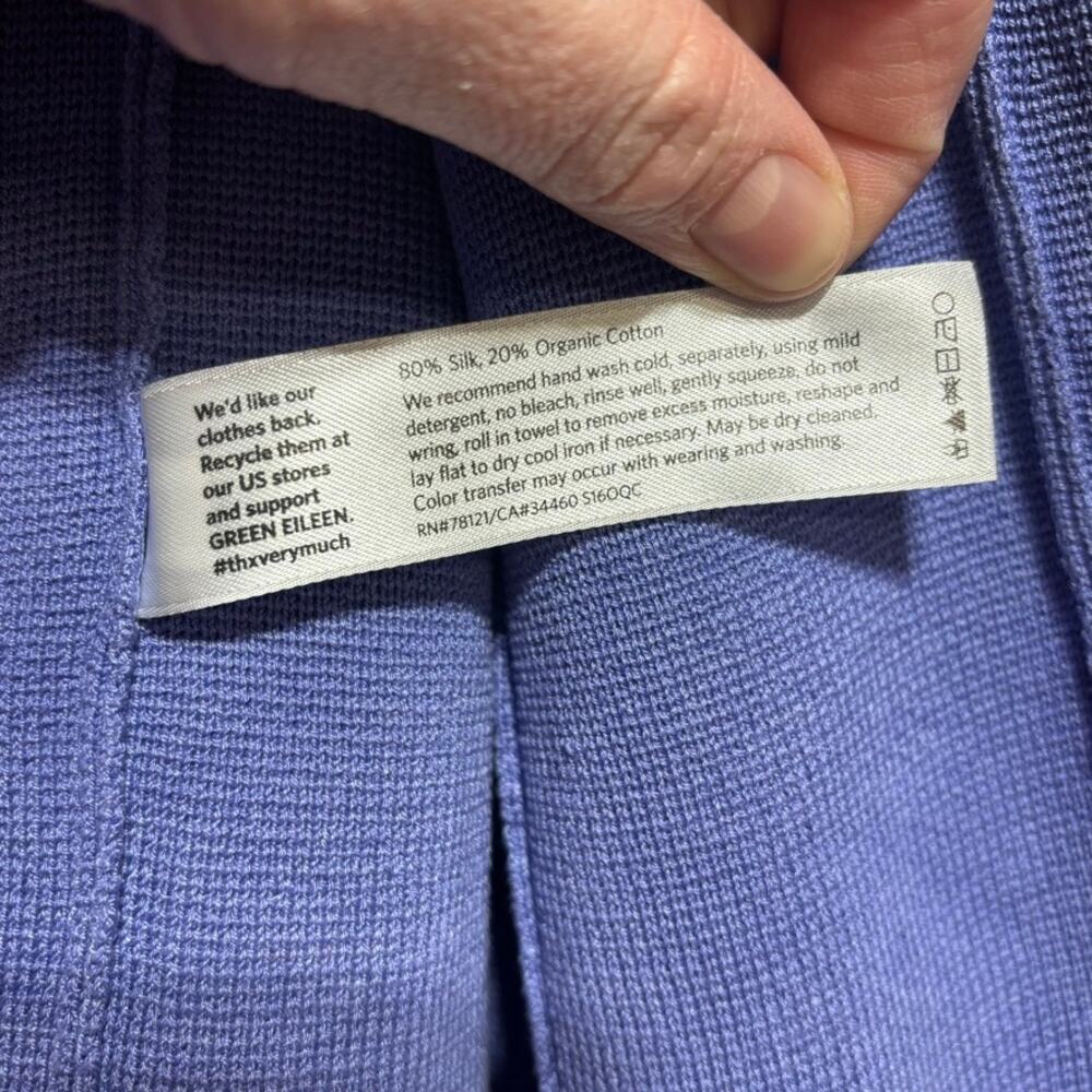 Eileen Fisher Silk Cotton Blend Lavender Open Front Cardigan Sweater Size M - Picture 5 of 9